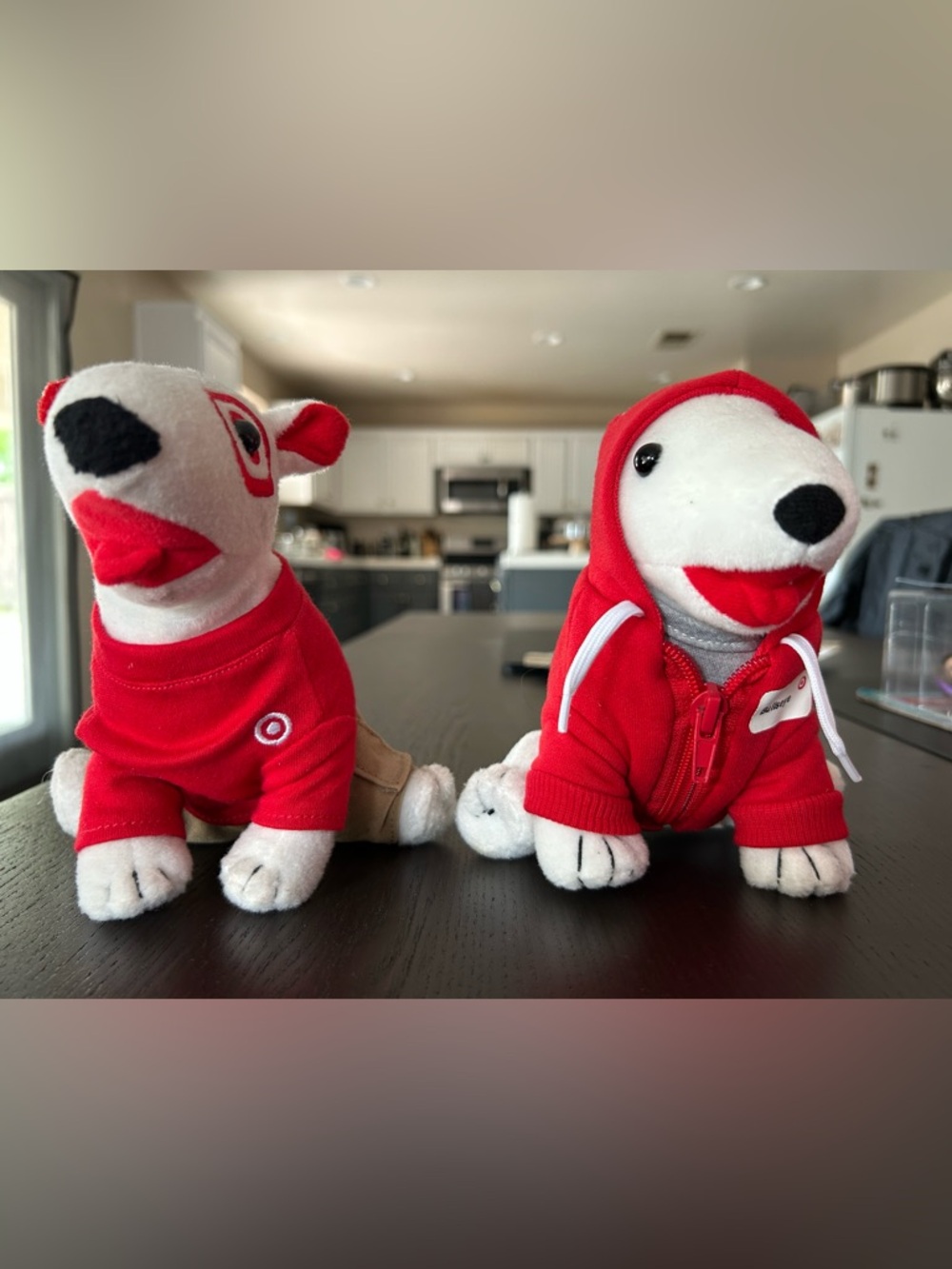 Target Bullseye Plush Dogs in Red Hoodies